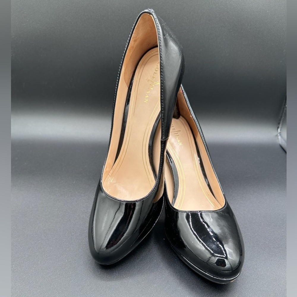 Cole Haan Black Go-To Park Patent Leather High Heel Shoes; Size 9